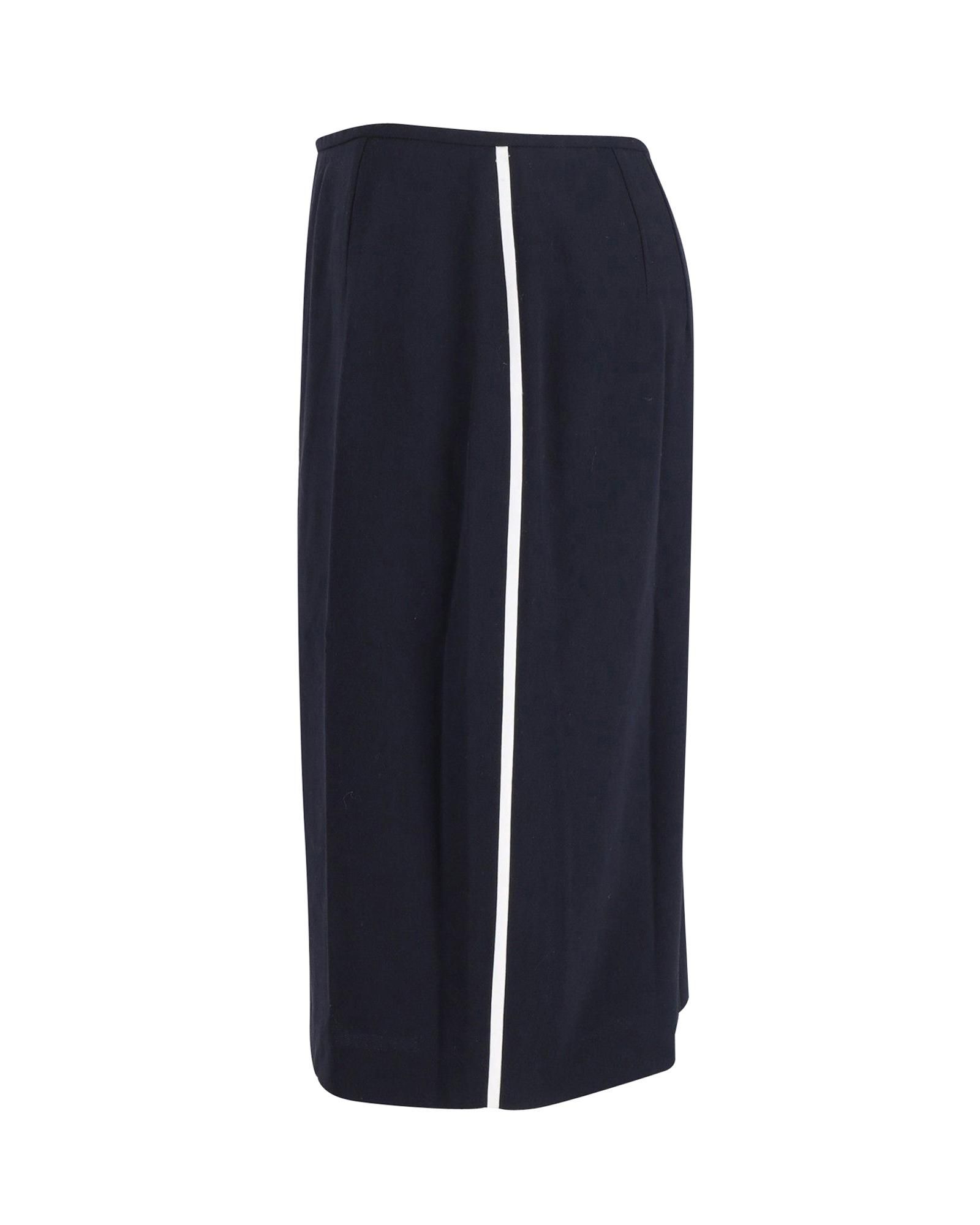 ESCADA Preloved Pencil Skirt Tailored Fit Wo - Blue | Navy Blue