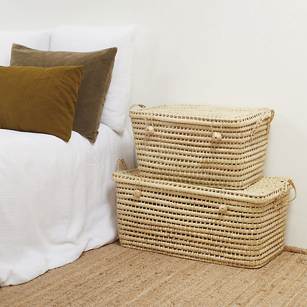 Malle de rangement feuille de palmier (60 cm - Naturel)
