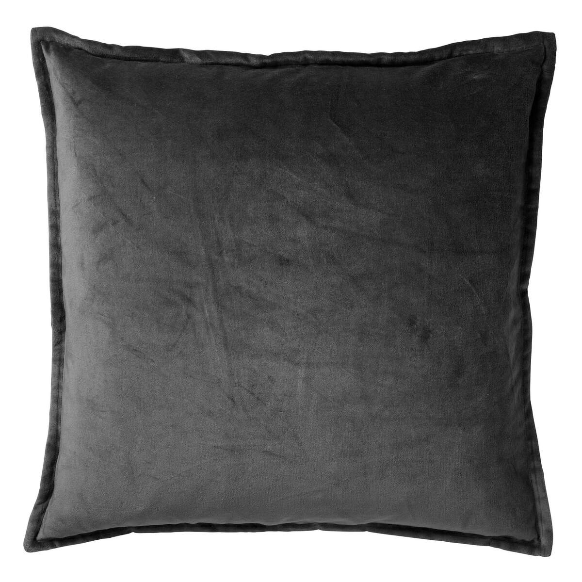 CAITH - Kussenhoes 50x50 cm - 100% katoen velvet - Charcoal Gray - antraciet