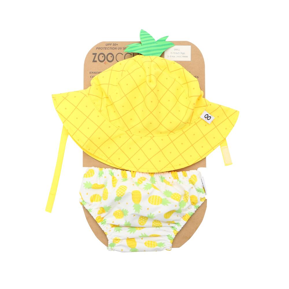 ZOOCCHINI UPF50+ Baby Swim Diaper & Sun Hat Set - Pineapple