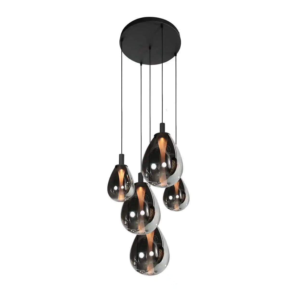 Steinhauer hanglamp Glimsy - 5 lichts - 45 x 390  cm - zwart