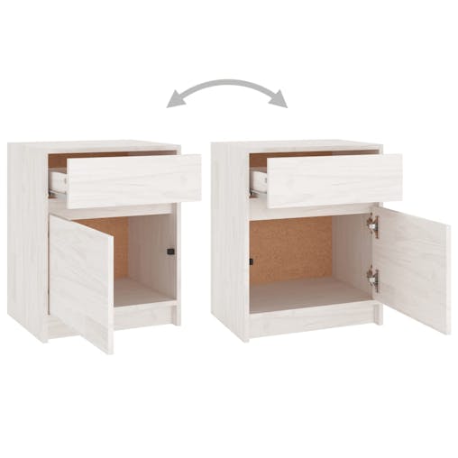 NNEVL Bedside Cabinet White 40x31x50 cm Solid Pinewood