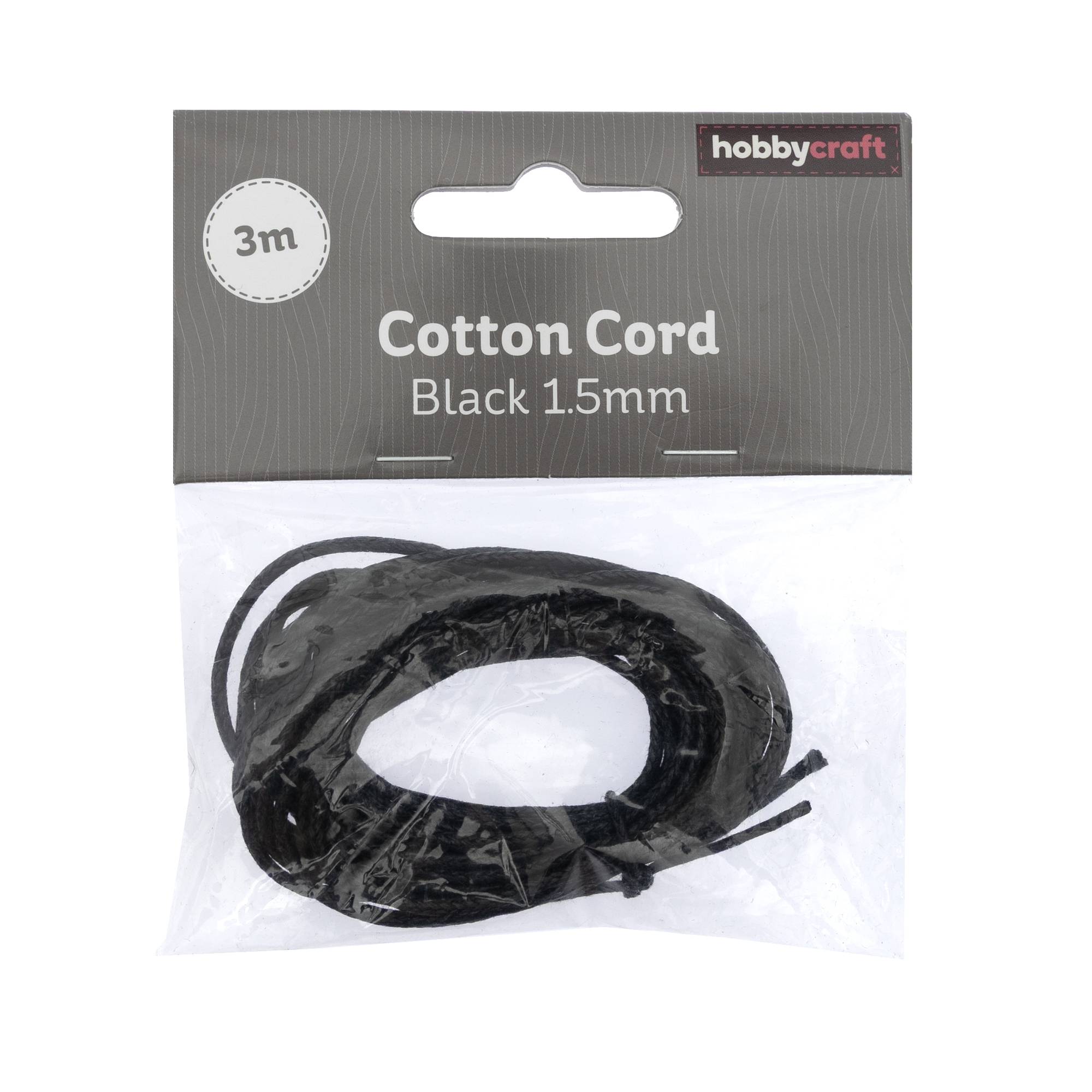 Black Cotton Cord 1.5mm x 3m