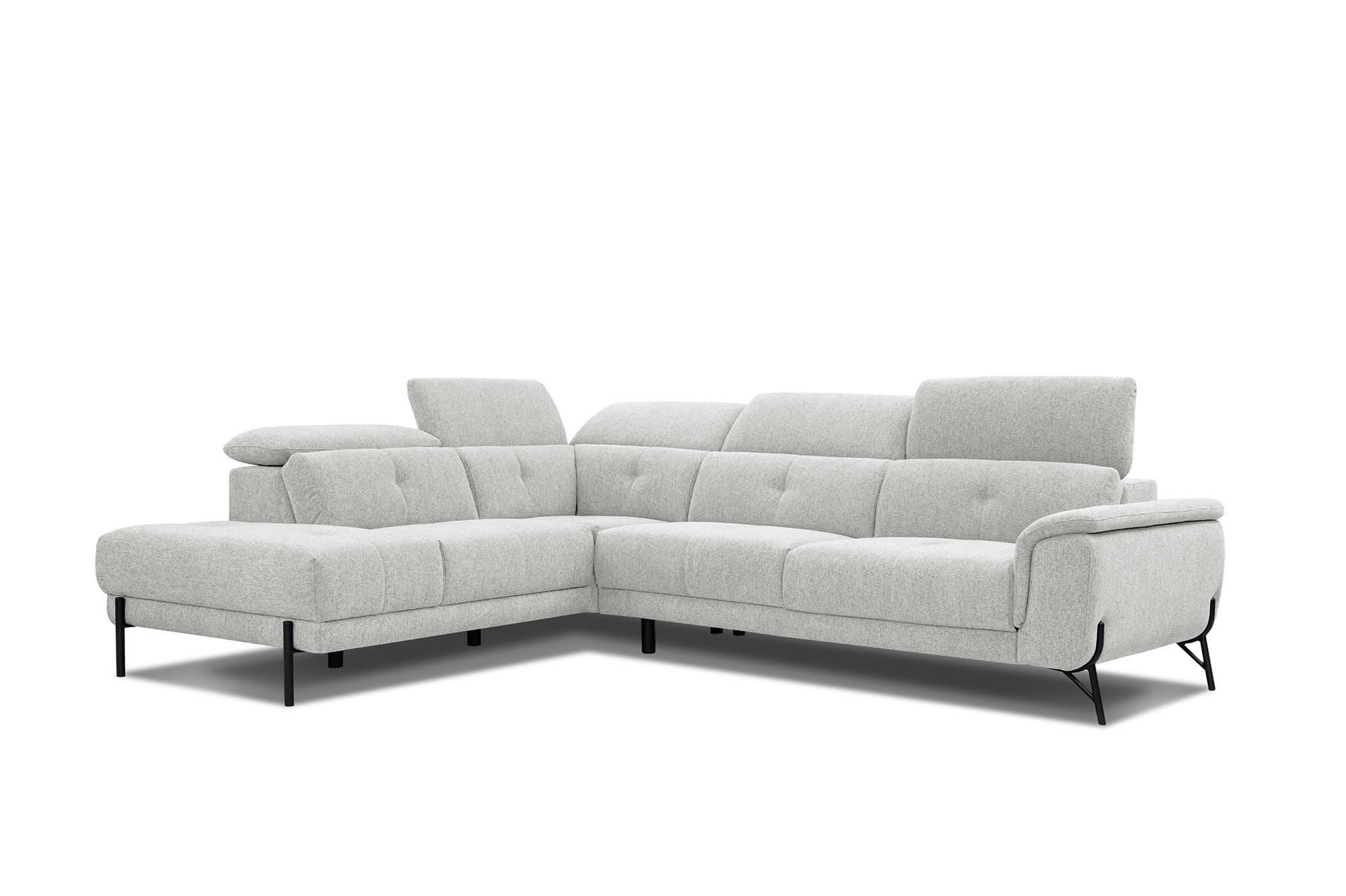 AVENA - Canapé d'angle gauche  5 places en tissu beige clair