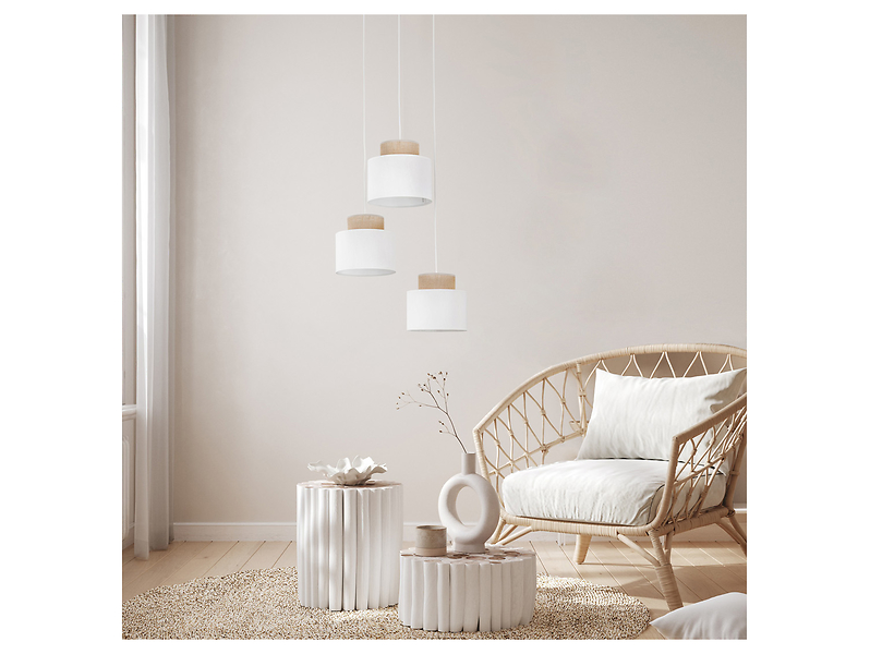 Lampa wisząca Duo White 3-punktowa 110 cm tkaninowa biała