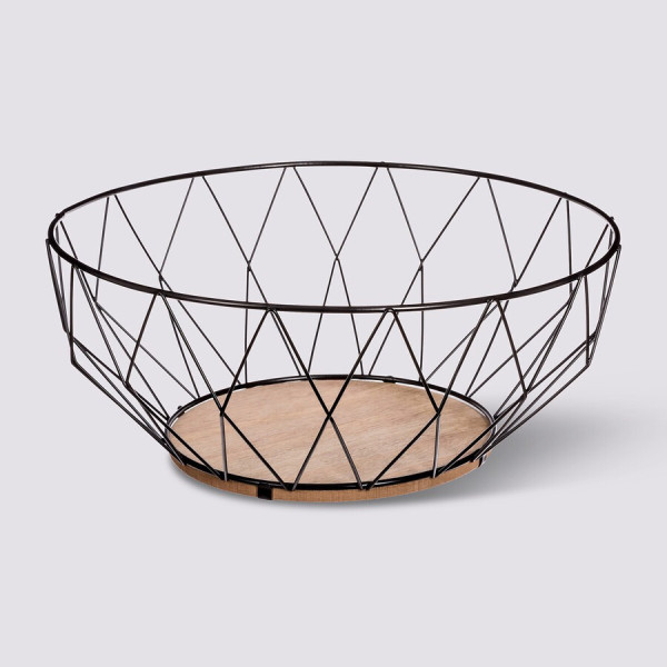 Nowoczesny czarny kosz na owoce z metalu 28 cm