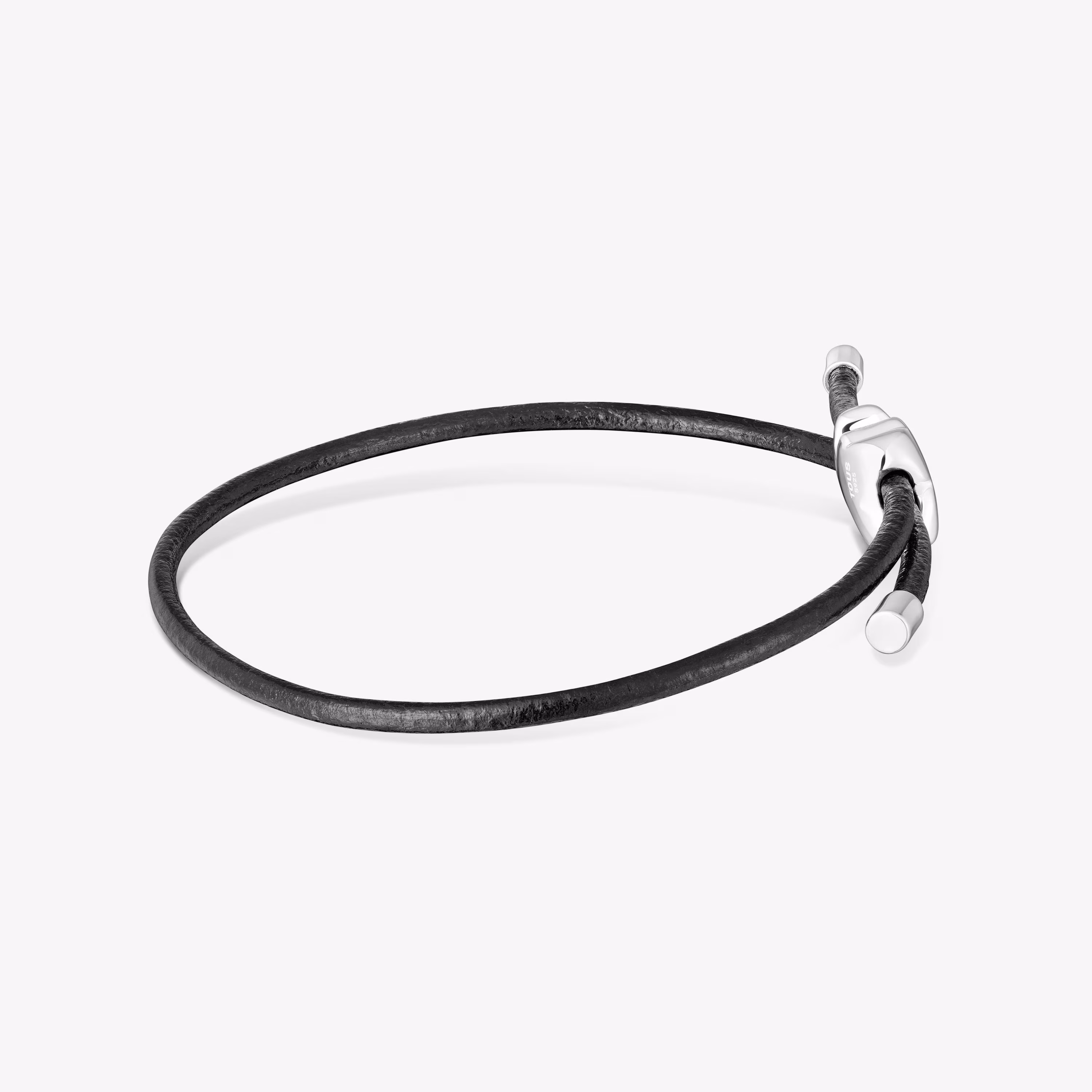 Pulsera oso de plata y caucho 12 mm Bold Motif