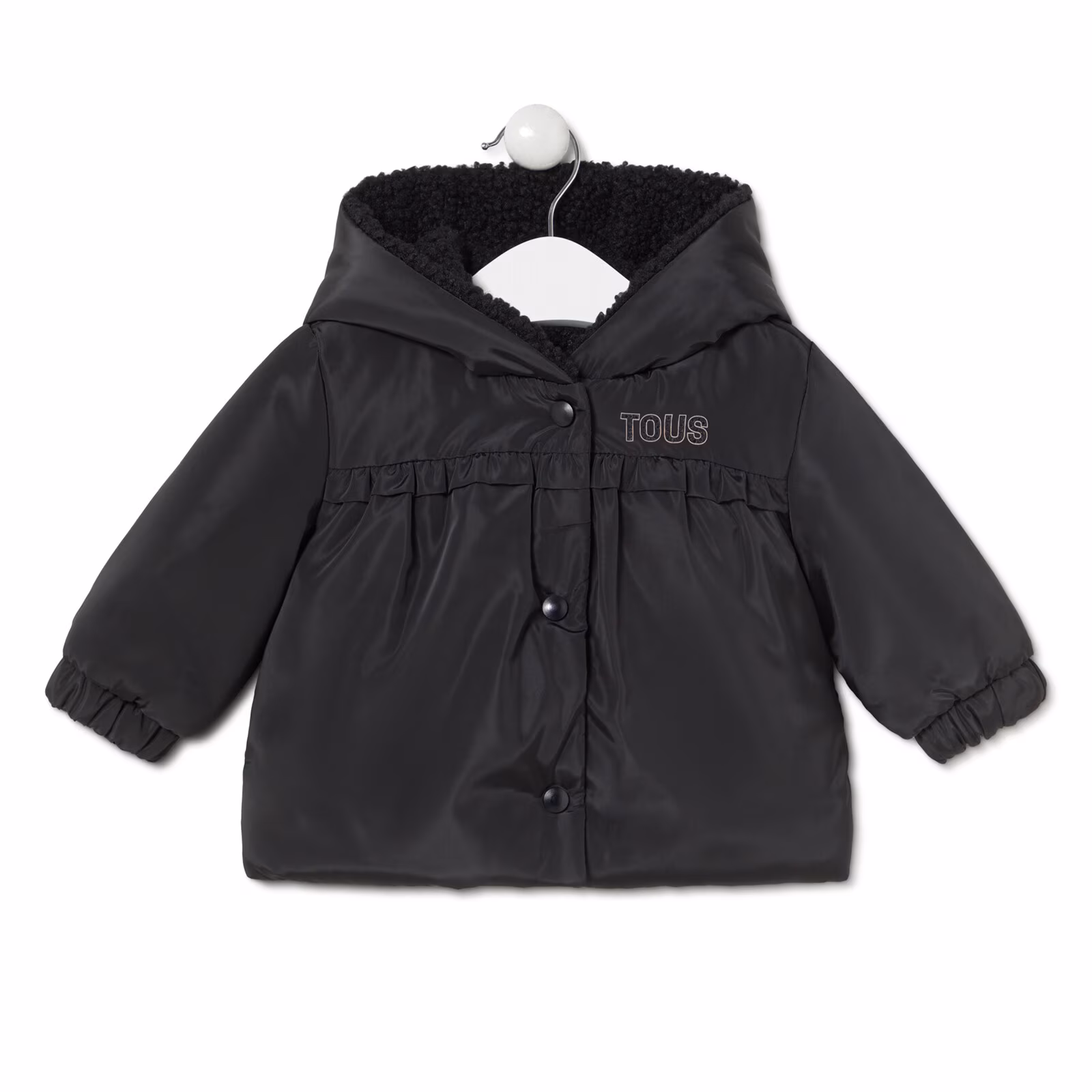 Abrigo con capucha Party negro