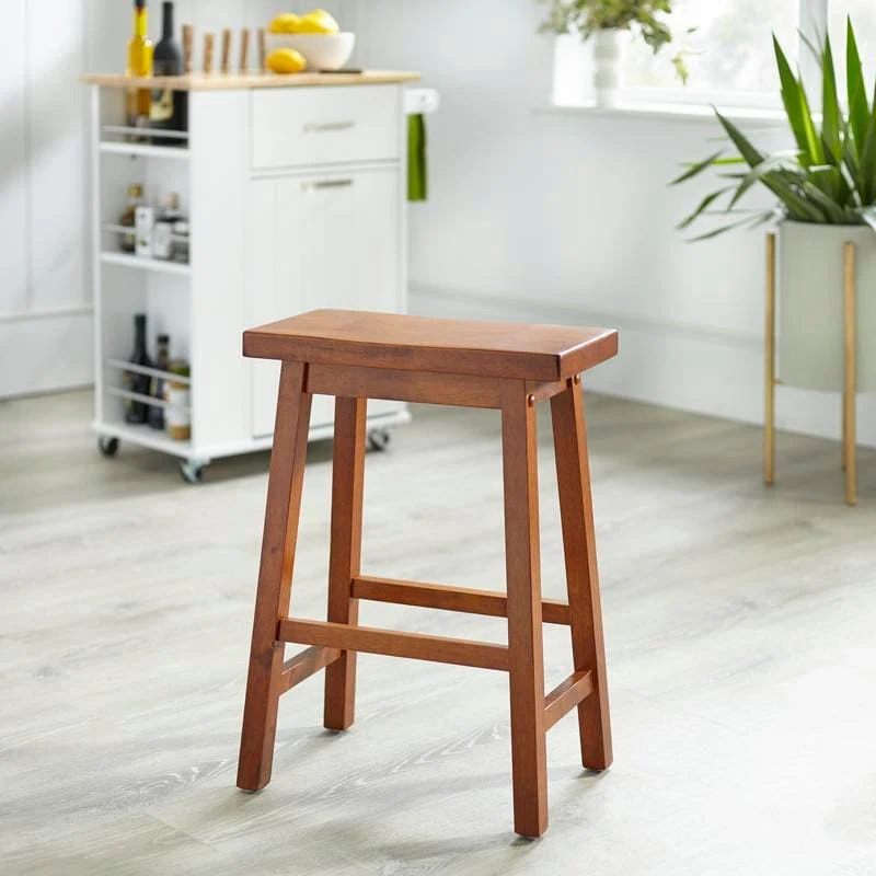 Simple Living Arizona 24-inch Solid Wood Counter Height Saddle Stool