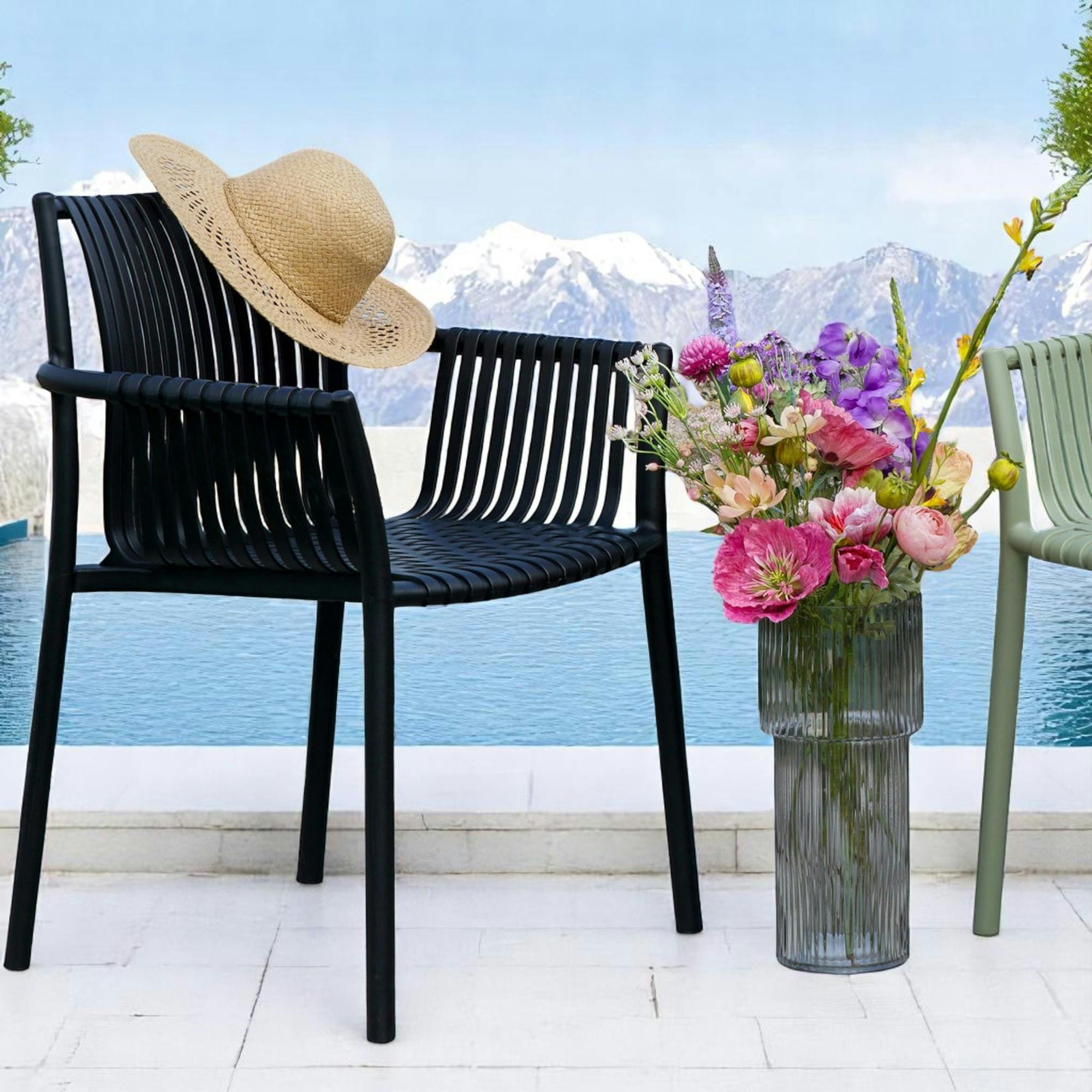 Chaise de jardin noire (lot de 4) MENDOZA