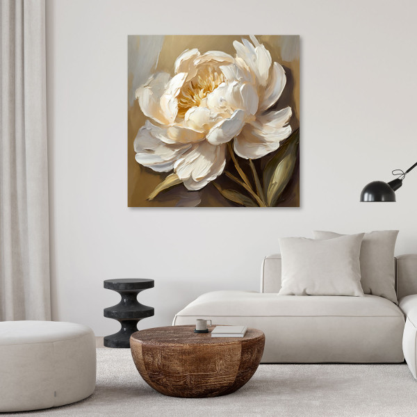 Feeby Obraz, Peonia kremowa jak ręcznie malowana 30x30