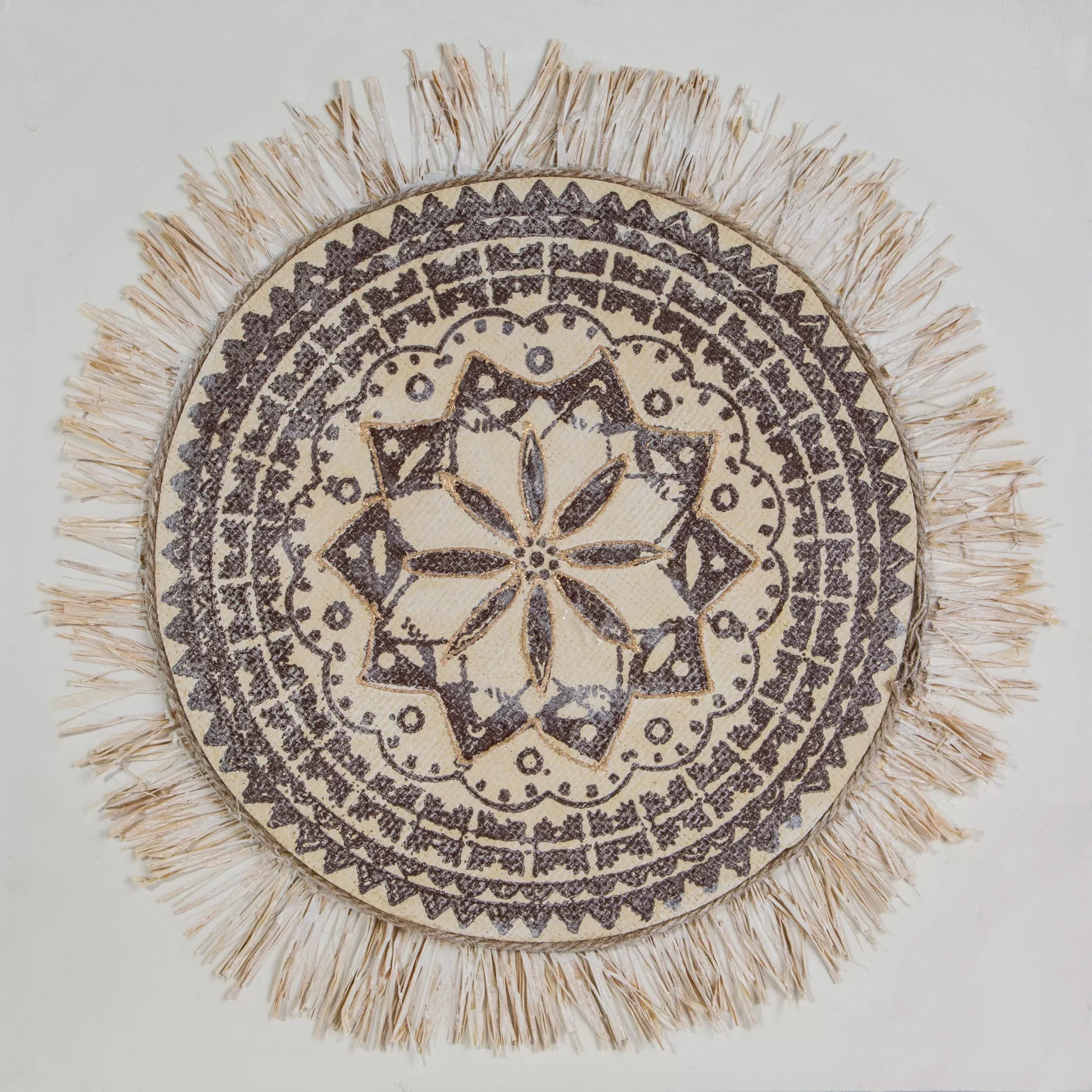 Obraz abstrakcja beżowo, brązowy w stylu boho 60x60 cm ORAMENTS