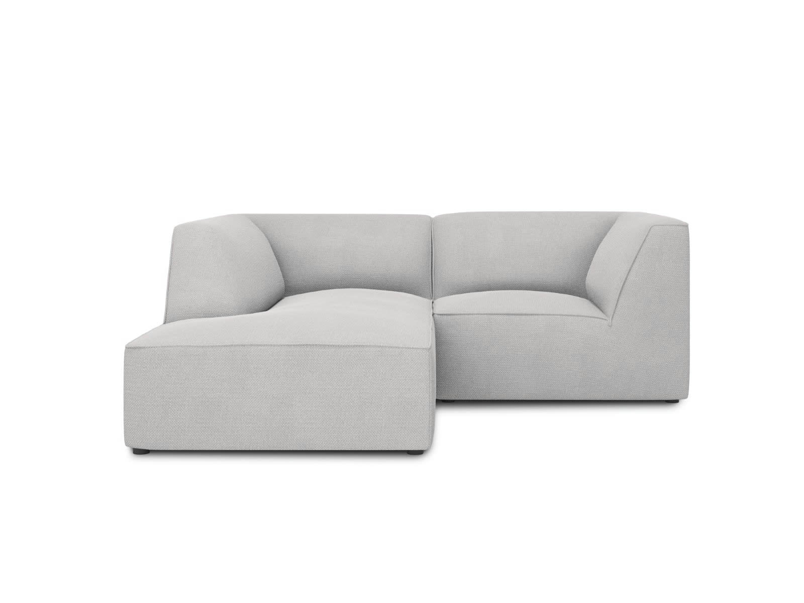 RUBY - Canapé d'angle gauche 3 places en tissu structurel gris clair