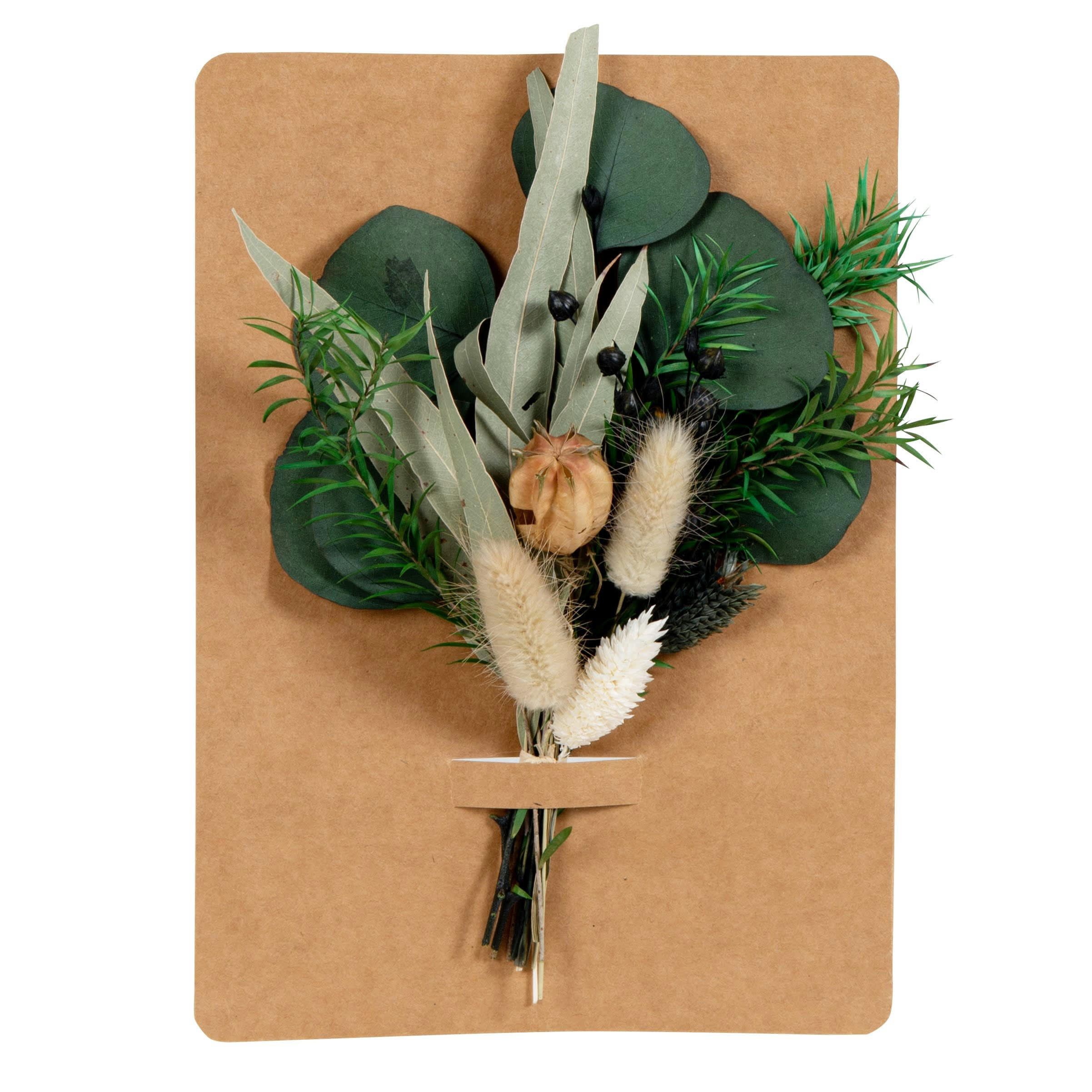 JEANNE - Bouquet de fleurs séchées vertes, blanches et dorées