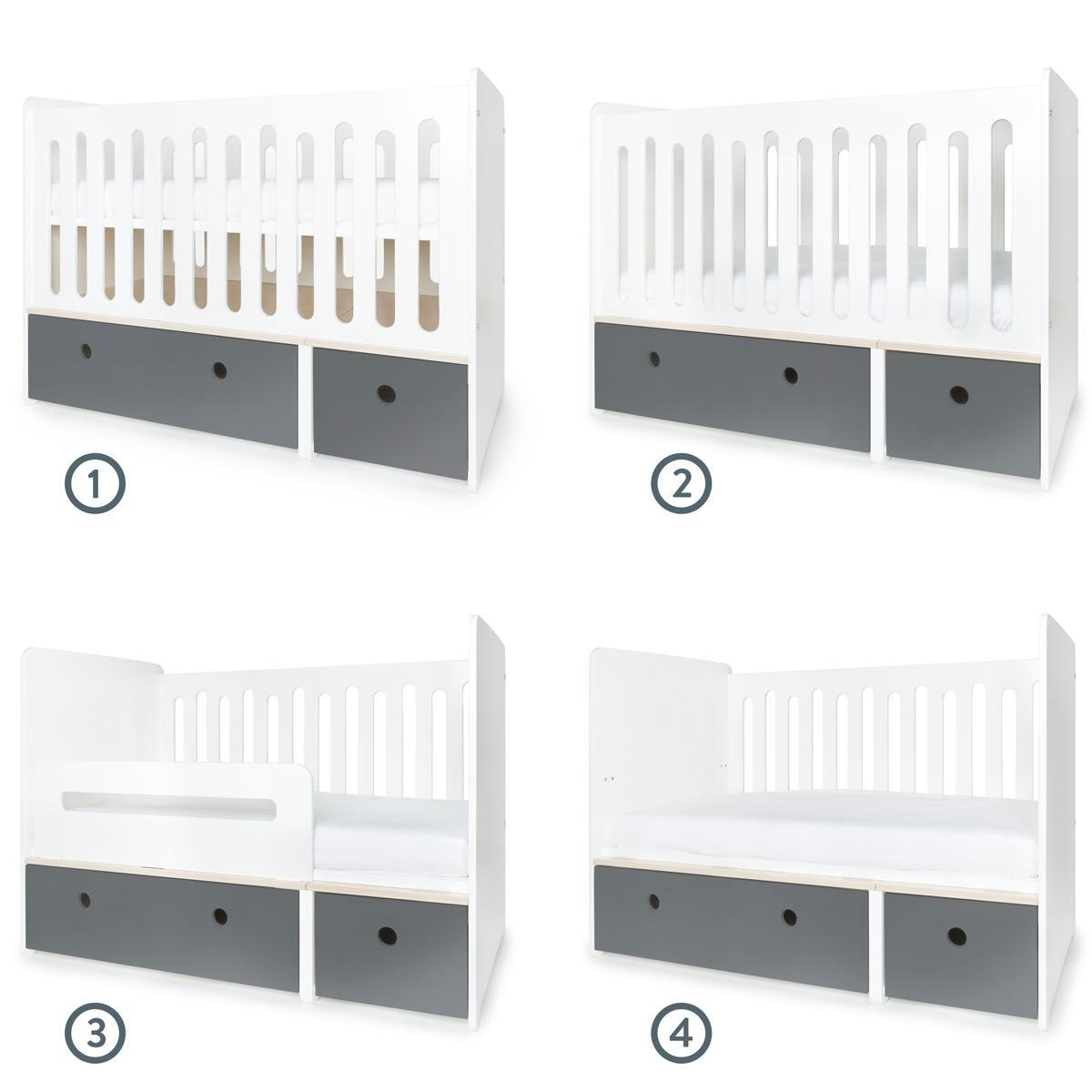 COLORFLEX - Lit bébé évolutif 70x140cm gris espace