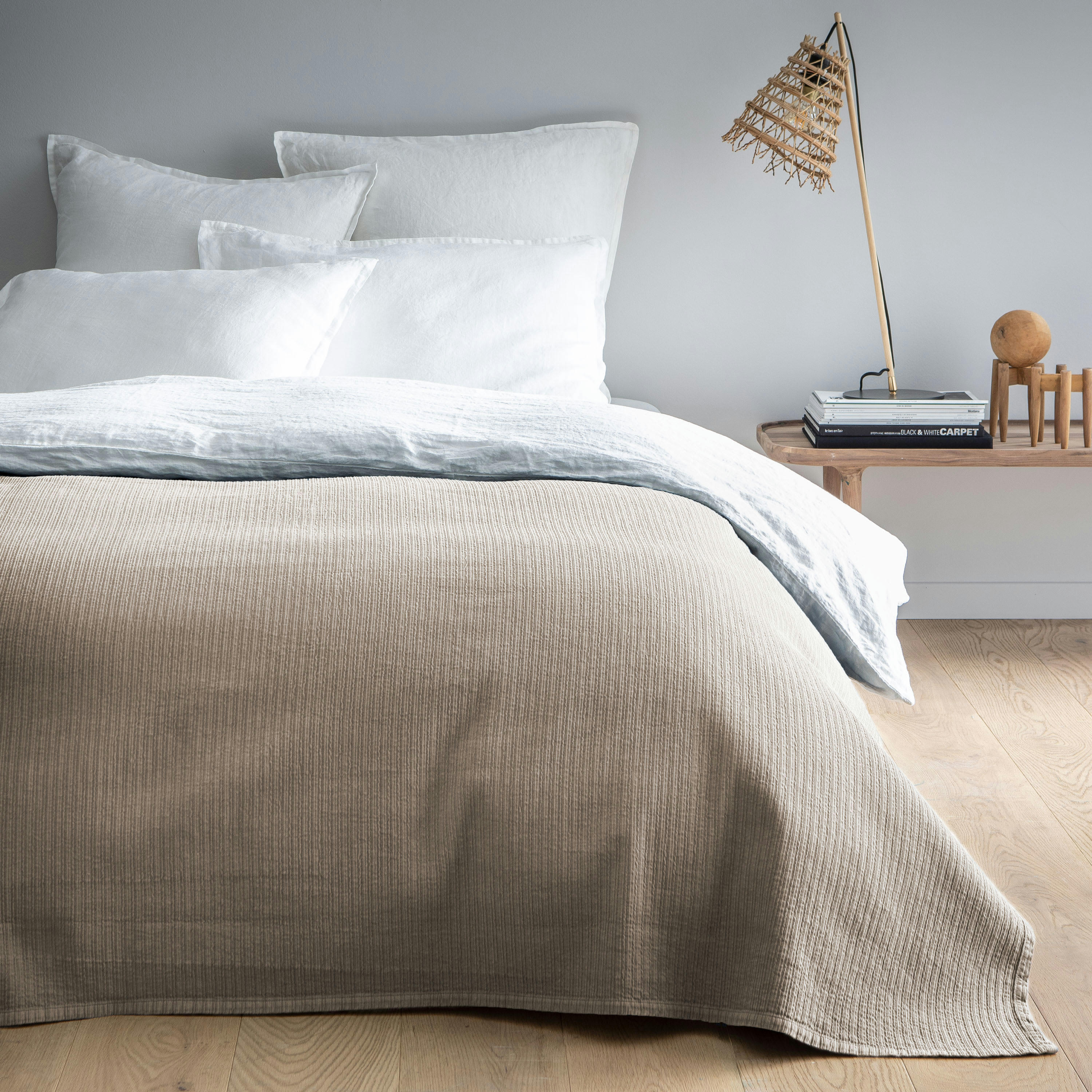 SIMPLEMENT PLISSÉ - Couvre-lit en coton 110x240cm Lin Naturel