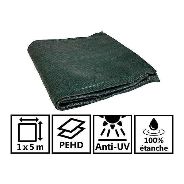 Bâche brise vue 1x 5 m VERT Polyéthylène renforcé Occultant Jardin