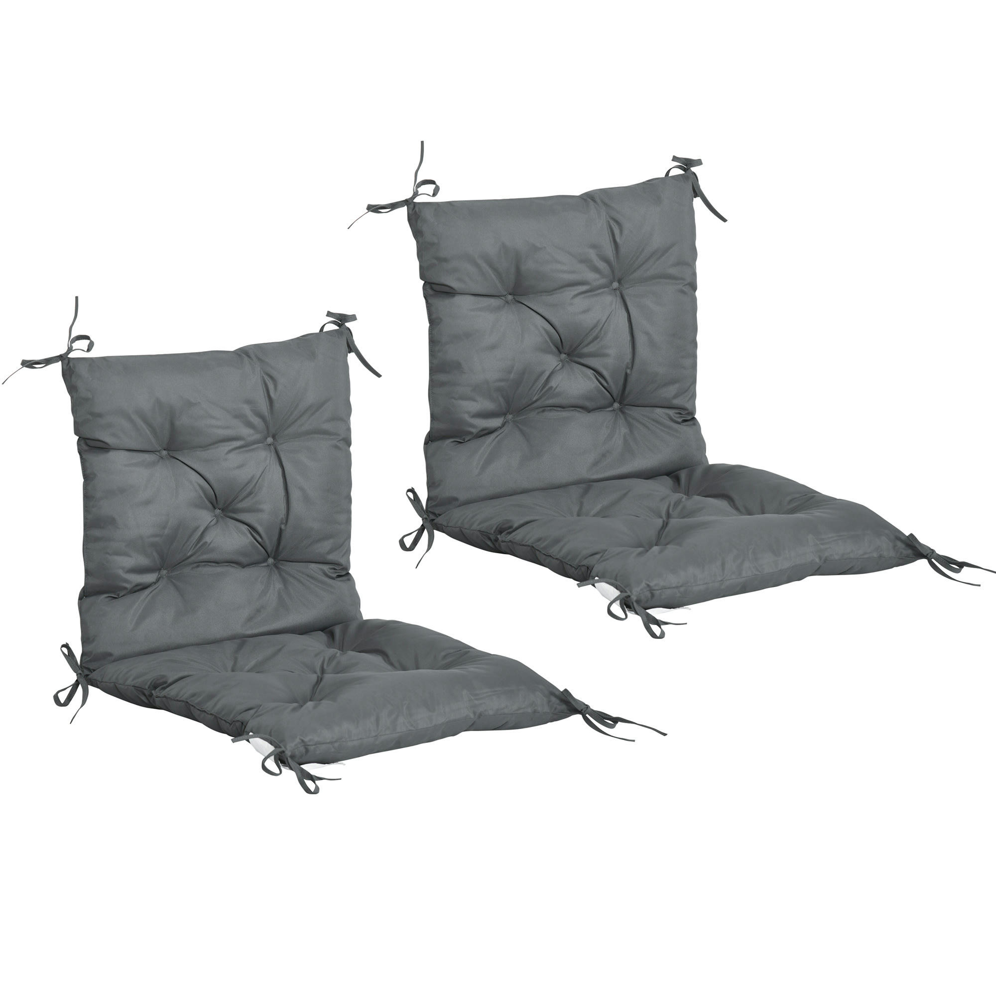 - Lot de 2 coussins matelas assise dossier 2 en 1 pour chaise gris
