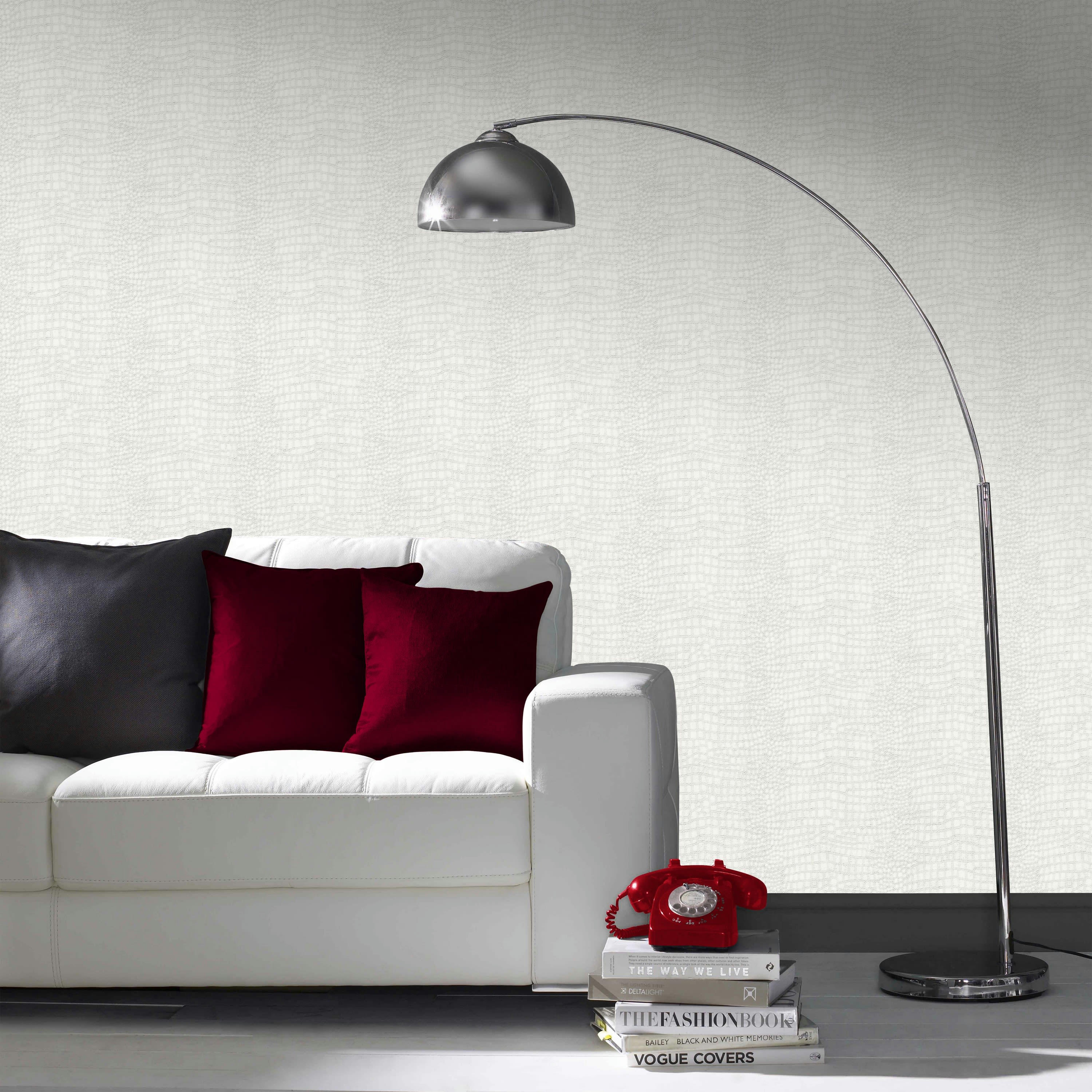 - Papier peint intissé crocodile vinyle expansé blanc 1005x52cm