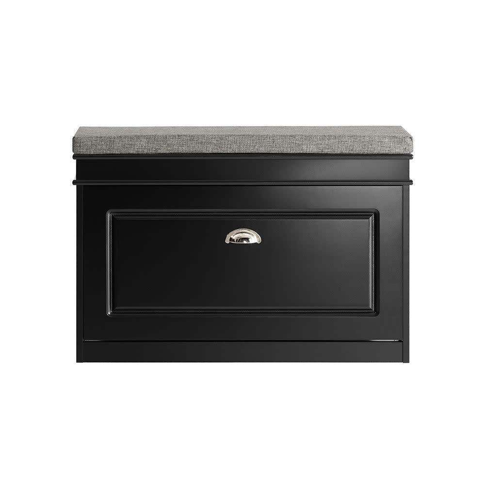 - Banc à chaussures avec porte abattante largeur 75cm effet bois noir