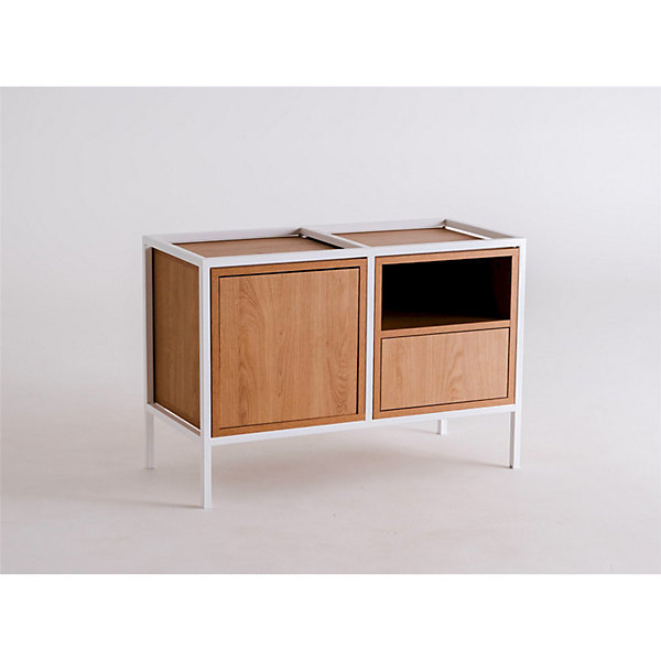 Commode Skap Bois Blanc 88 x 40 x 60 cm 88 x 40 x 60 cm Blanc, bois clair