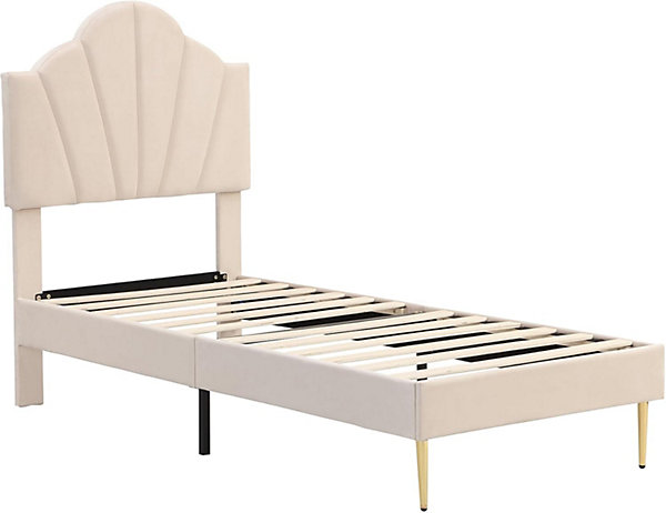 Lit Enfant Velours, 90x200, Couleur Crème