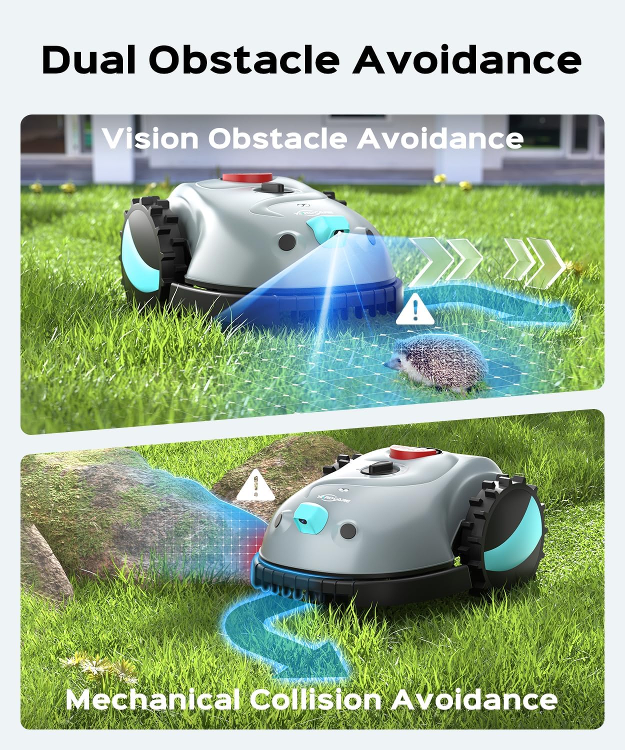 V100 Robot Lawn Mower with HD Vision Navigation  Smart Obstacle Detection  Collision Sensors  Adjustable Cutting Height  Low-Noise Operation—Perfect for Small Lawns up to 1 600 sq ft.