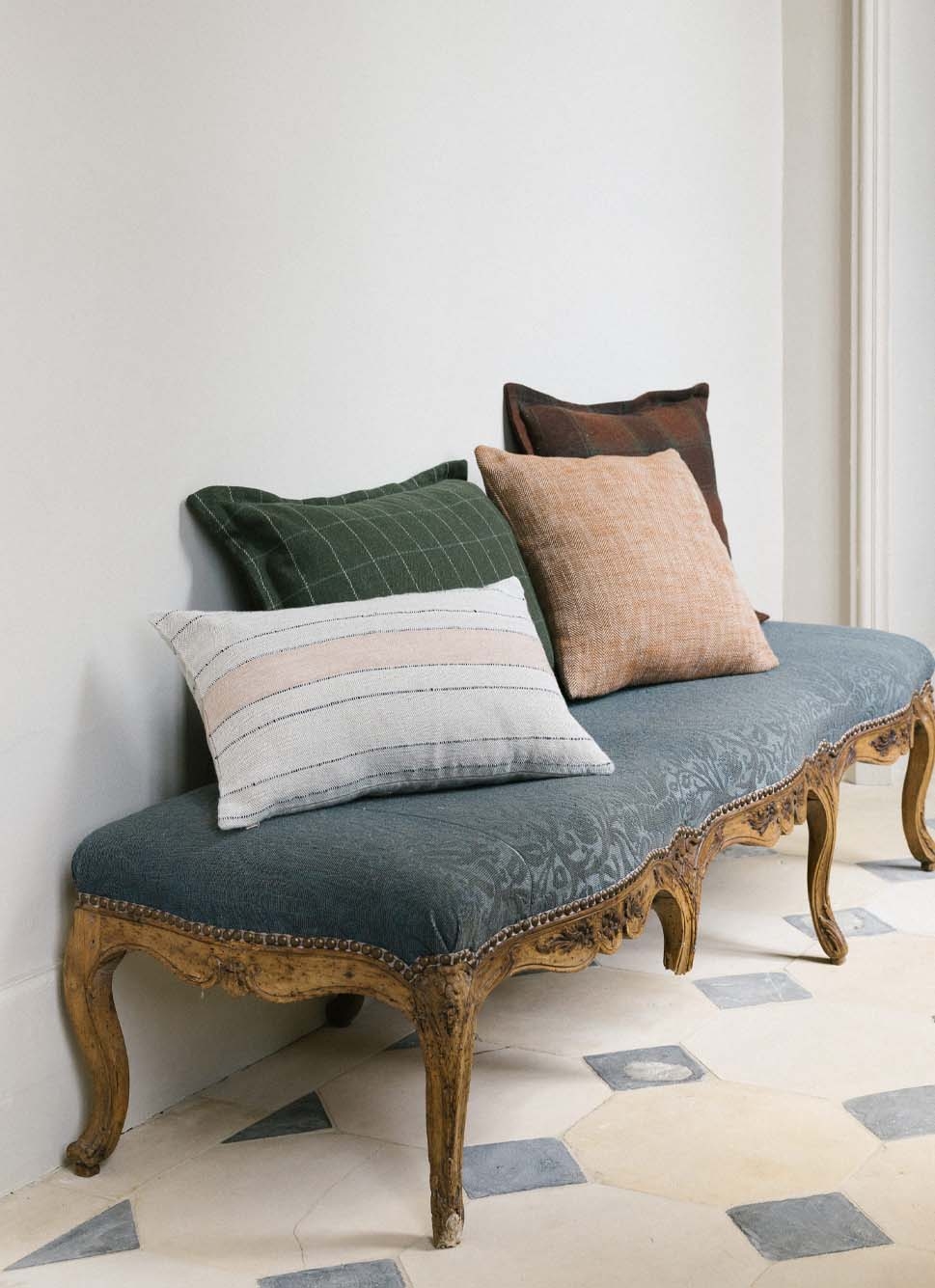 HOUSSE DE COUSSIN JACQUARD à CARREAUX VERT FONCE