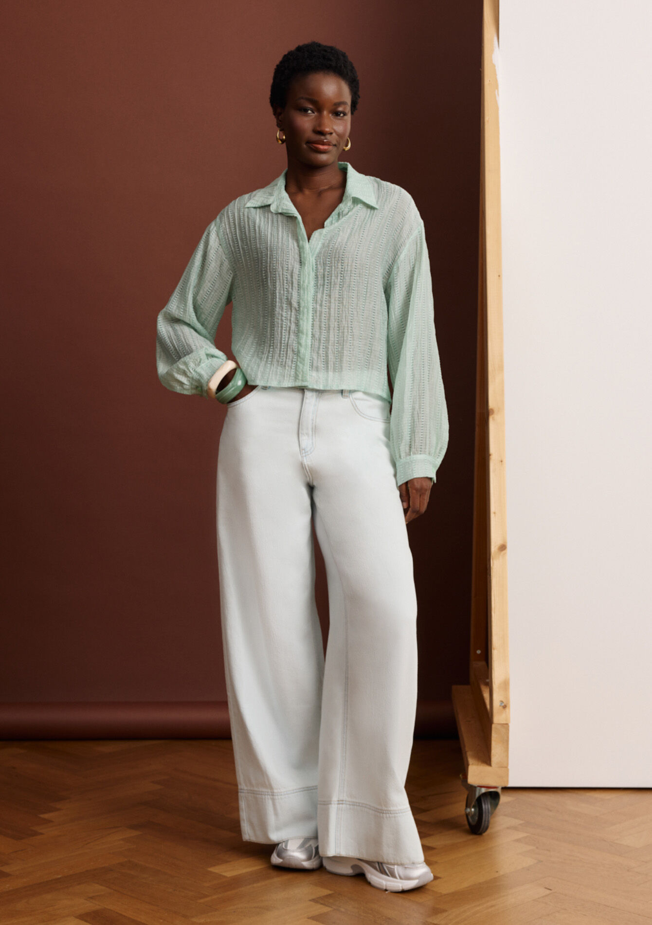 Jeans met hoge taille en wijde pijpen