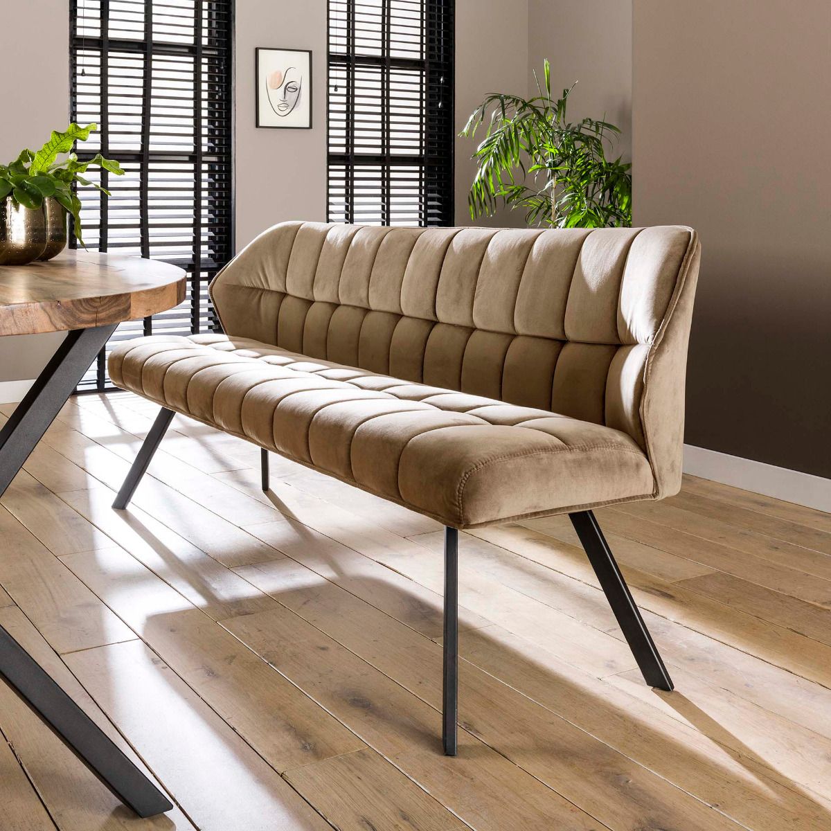 Fraaai - Ramon eetkamerbank 180 cm velvet champagne