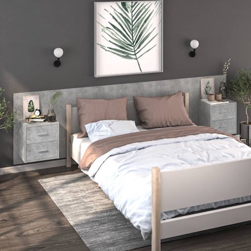 NNEVL Wall-mounted Bedside Cabinet Concrete Grey