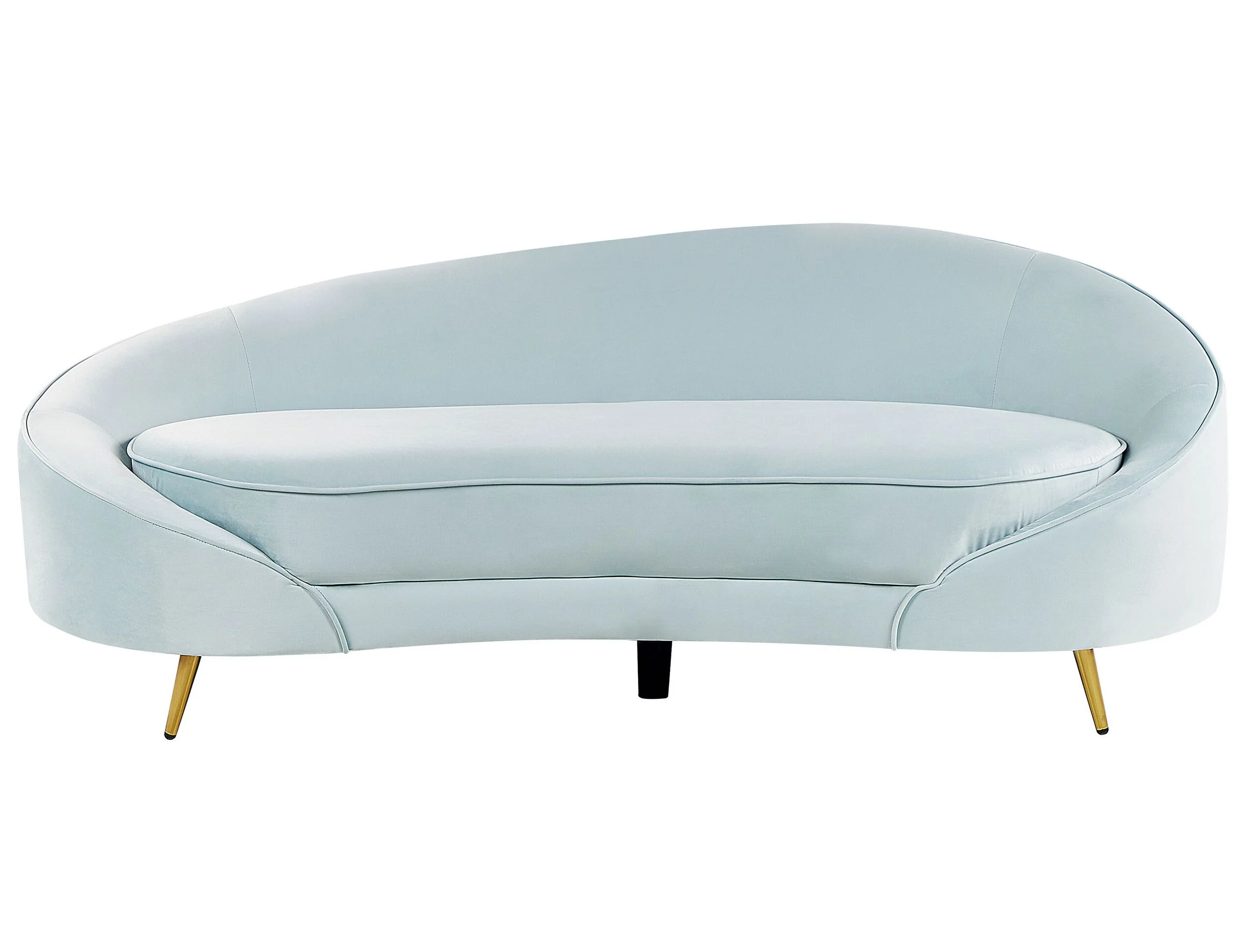 Sofa welurowa w stylu glamour niebieska błękitna