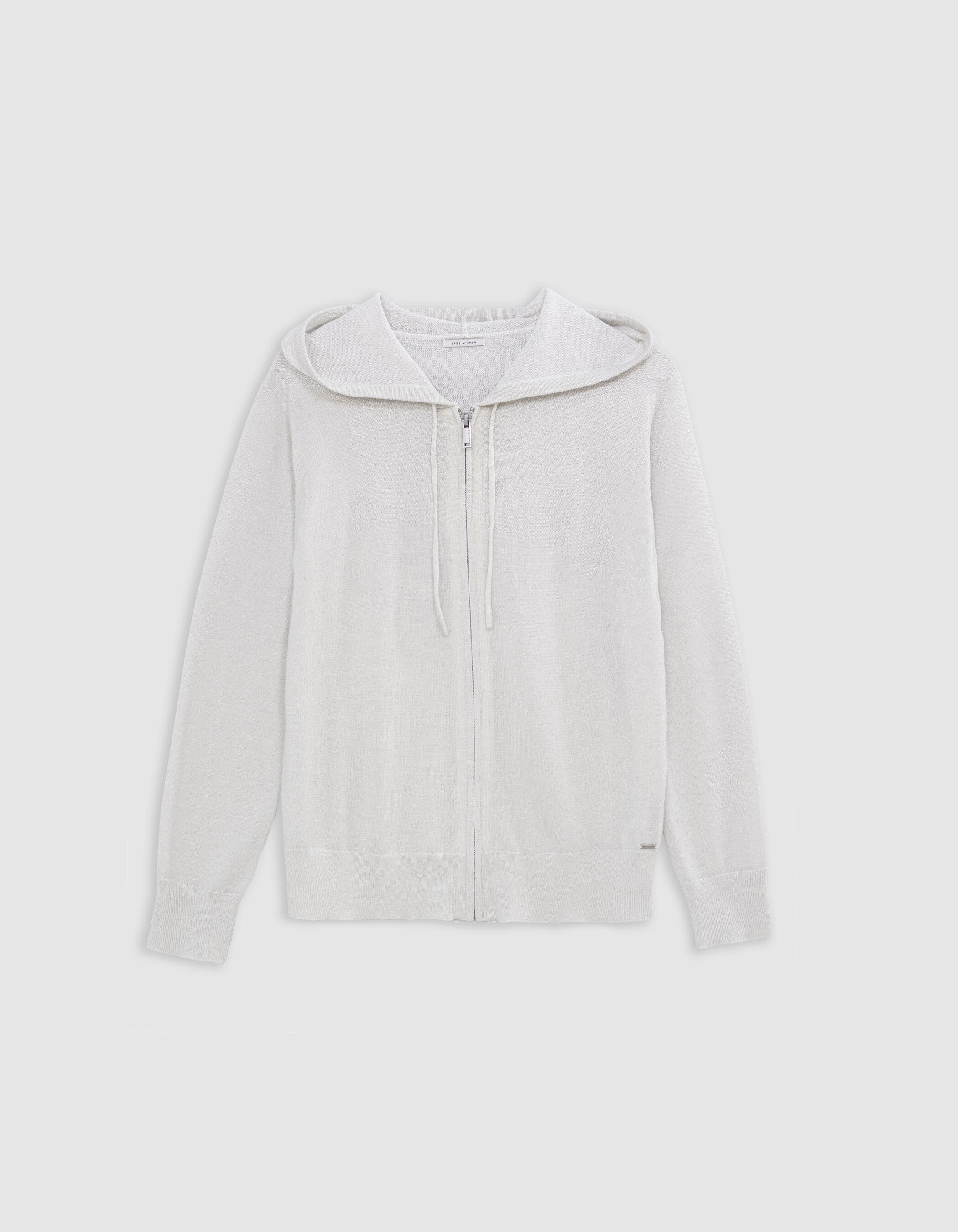 Cardigan sésame tricot pailleté motif chevrons ajouré dos Femme