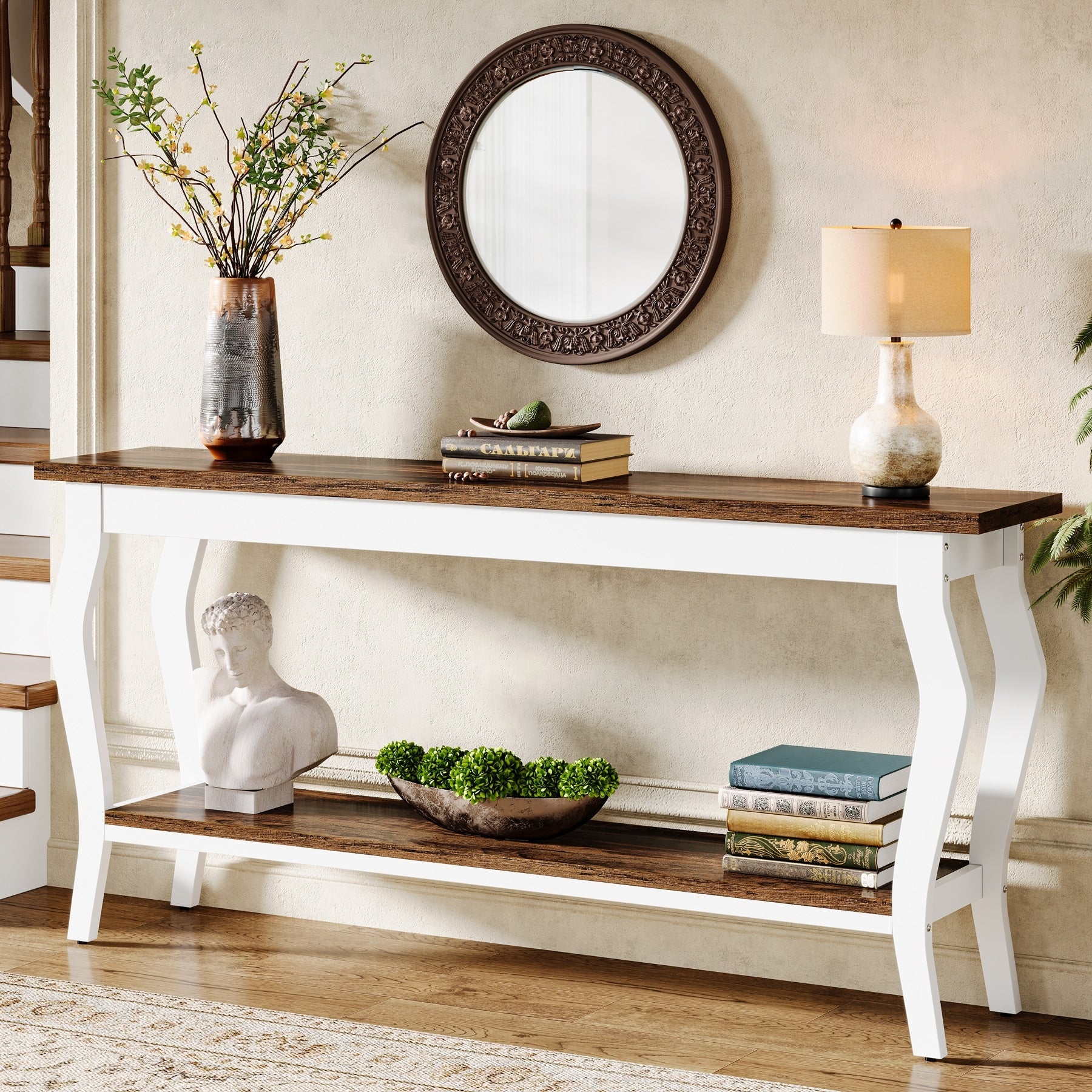 2-tier Narrow Long Console Sofa Table for Entryway Living Room