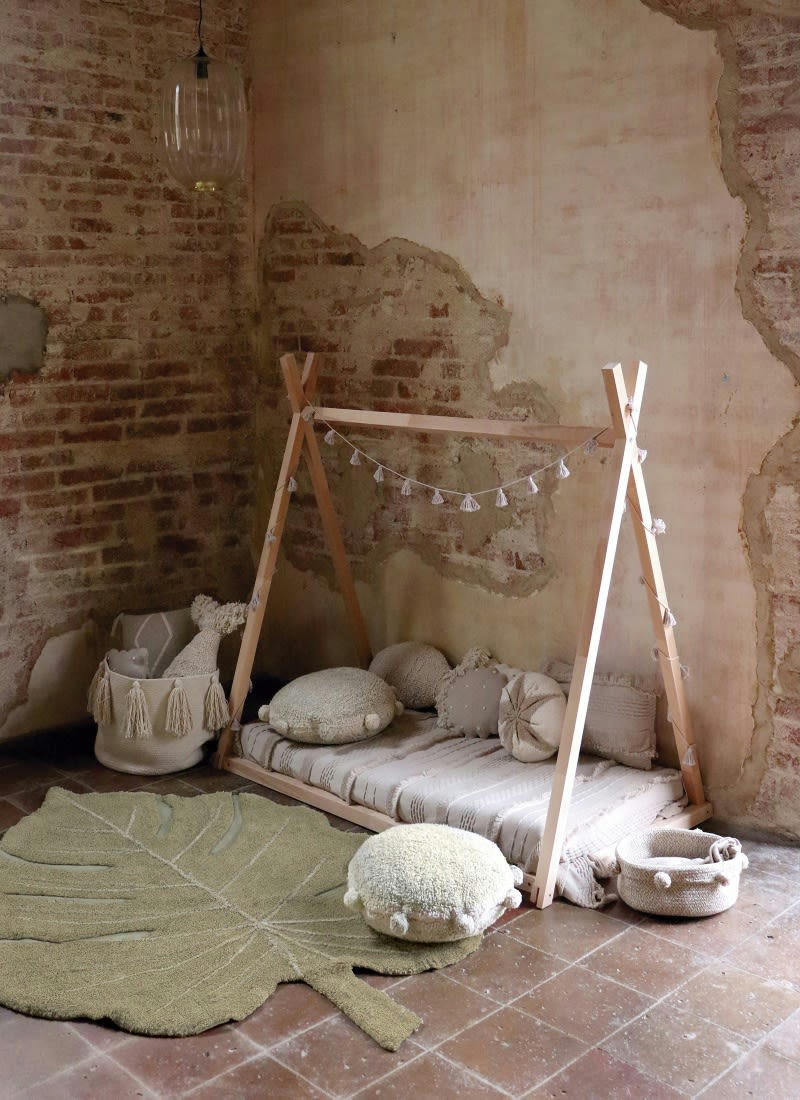 RE EDITION - Coussin rond en coton olive ø48