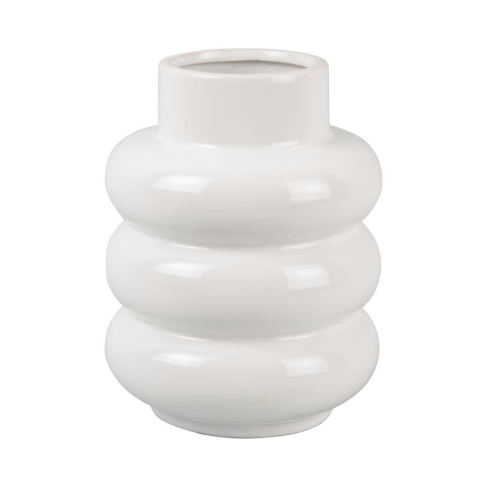 BOBBLY GLAZED - Vase en céramique blanc H 19,5cm