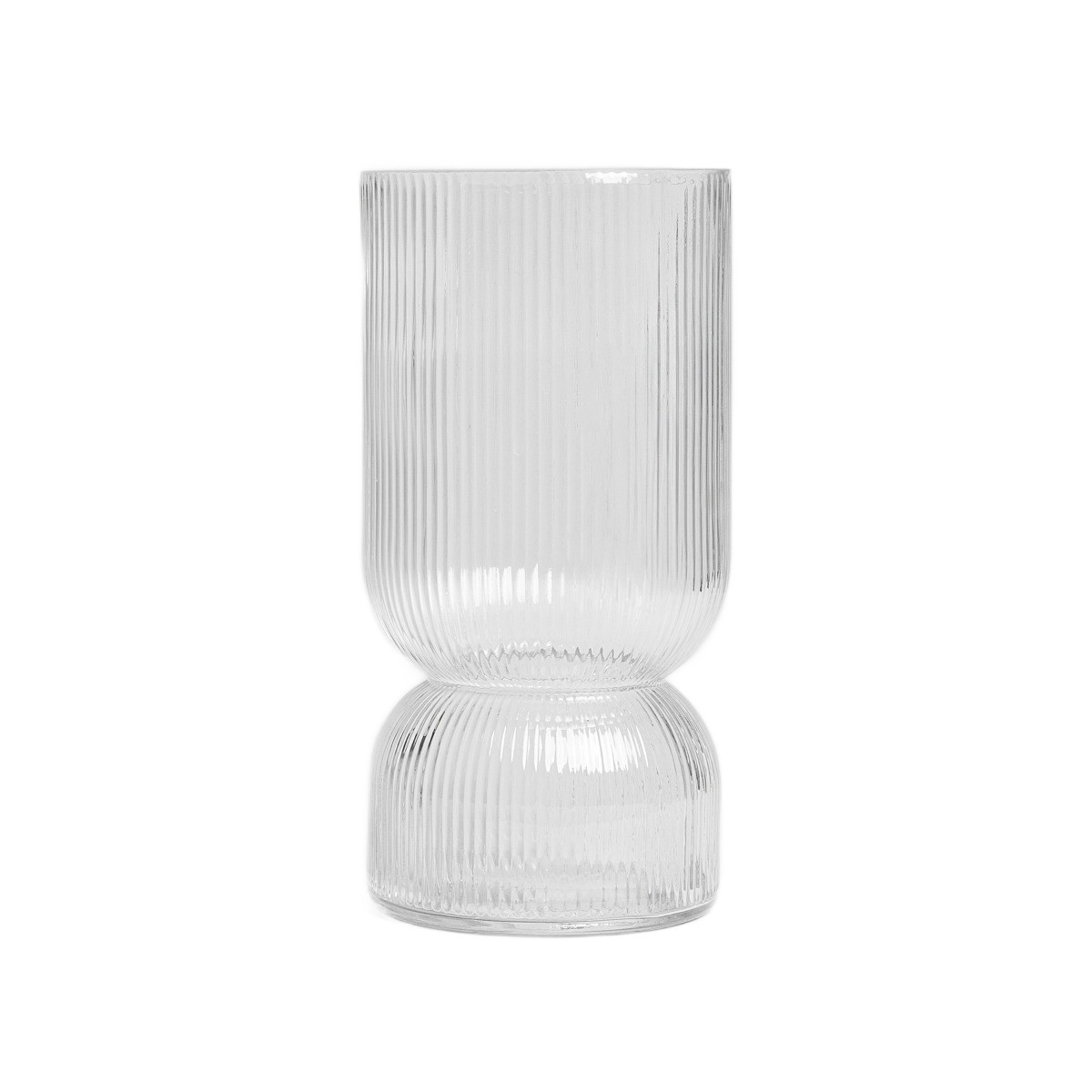 Wazon LIMPID szklany prążkowany transparentny 20 cm HOMLA