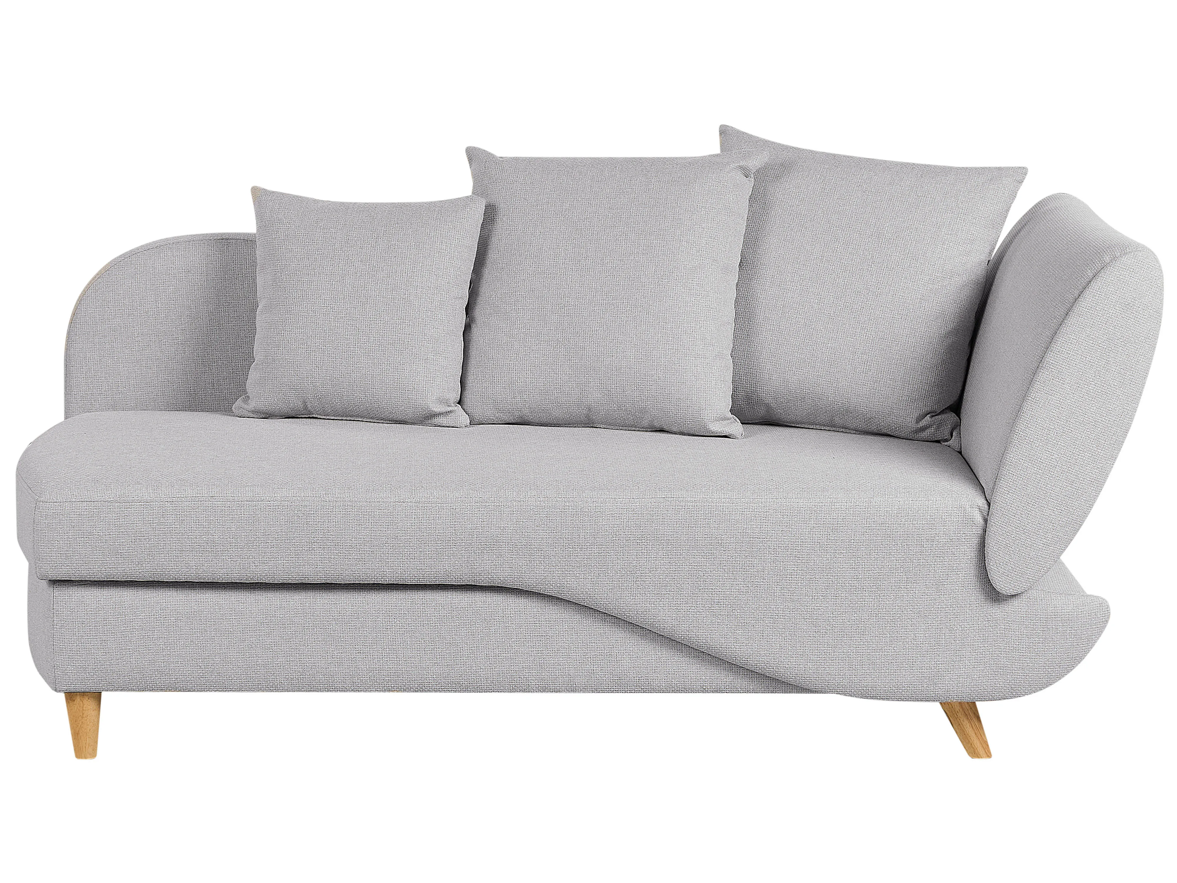 Right-Hand Chaise Longue MERI Faux Linen Light Grey with Storage
