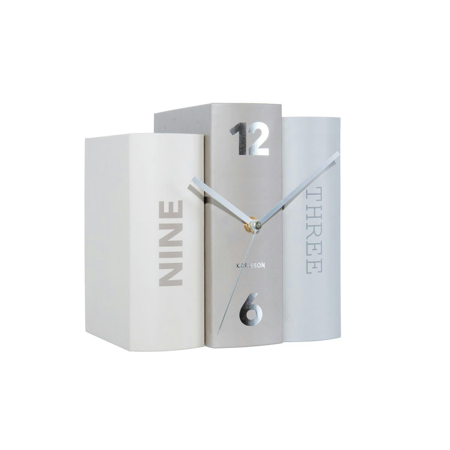 BOOK - Horloge à poser trompe-l’œil gris