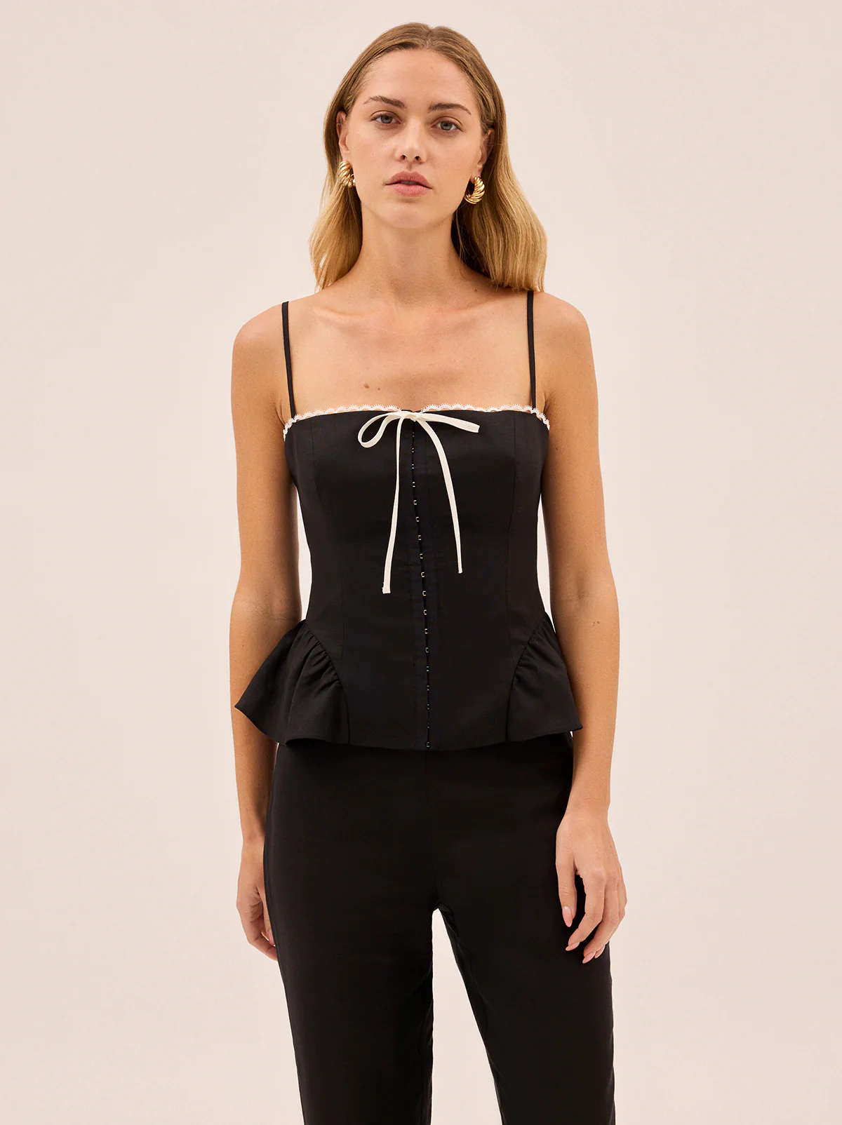 Andrea Black Linen Blend Top