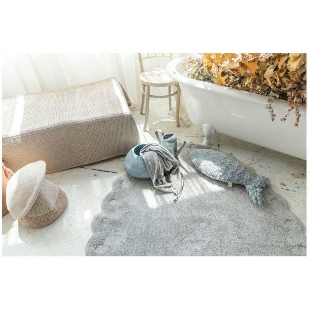 POMME DE PIN - Tapis coton lavable ovale pomme de pin ivoire 130x180cm