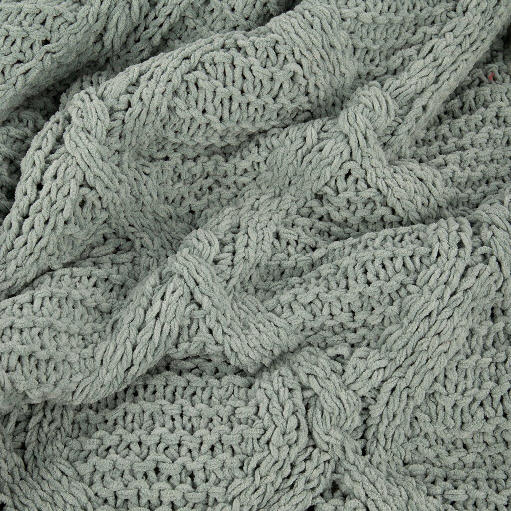 Manta de Tricot Trançando com Sherpa Verde ALASKA