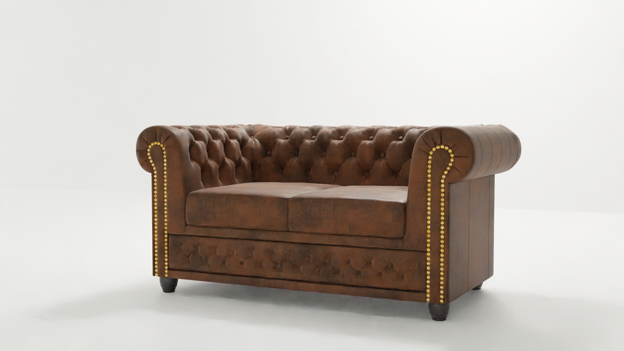Ropez Chesterfield York sofa 2 osobowa pikowana zamsz Gobi 3