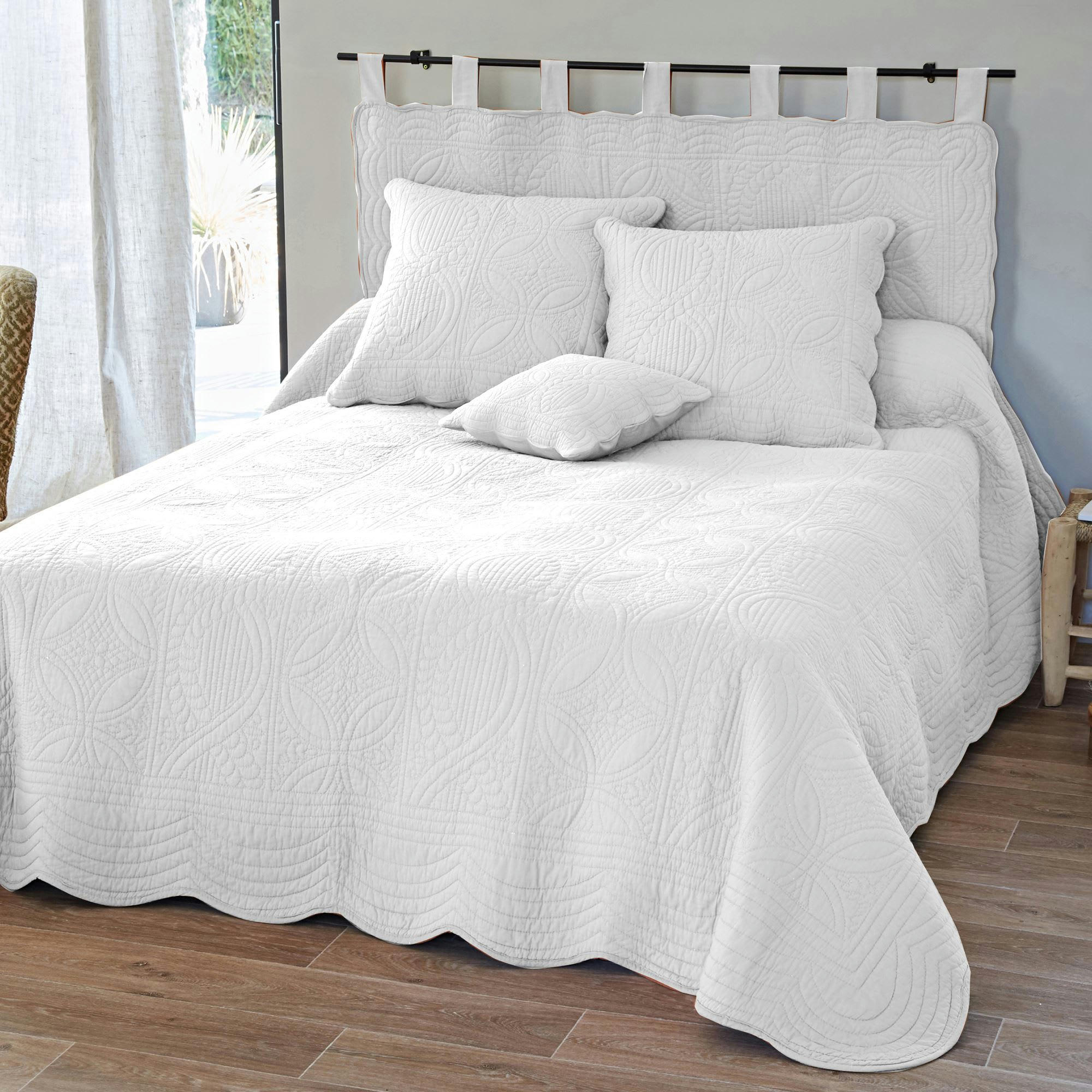 BAILLARGUES - Housse de coussin 40x40 blanc en coton