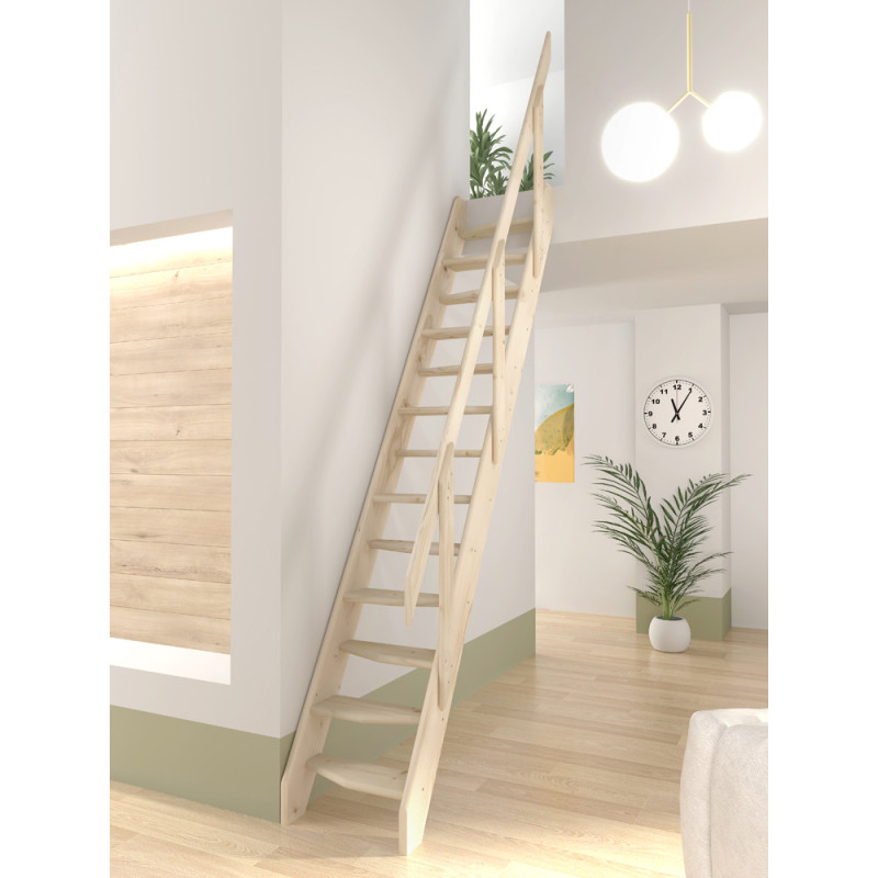 Escalier de meunier avec rampe en bois Kyoto 280 x 54 cm SOGEM