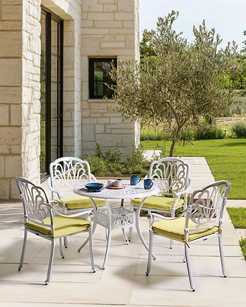 Lot de 4 chaises de jardin avec coussins ANCONA Métal Blanc cassé