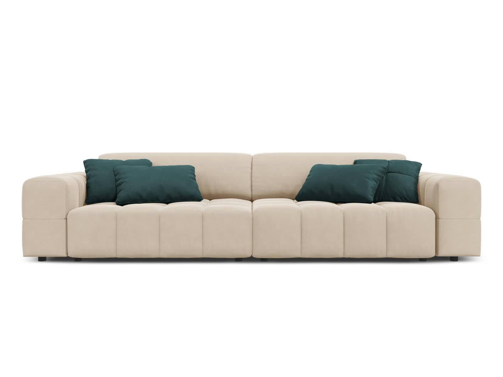 LUC - Canapé 4 places en tissu velours beige clair