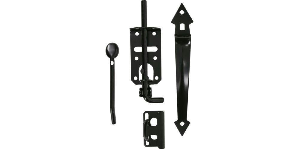 Hillman Ornamental Thumb Latch , Dead Bolt For Security, Black, 15.37 x 5.75-in