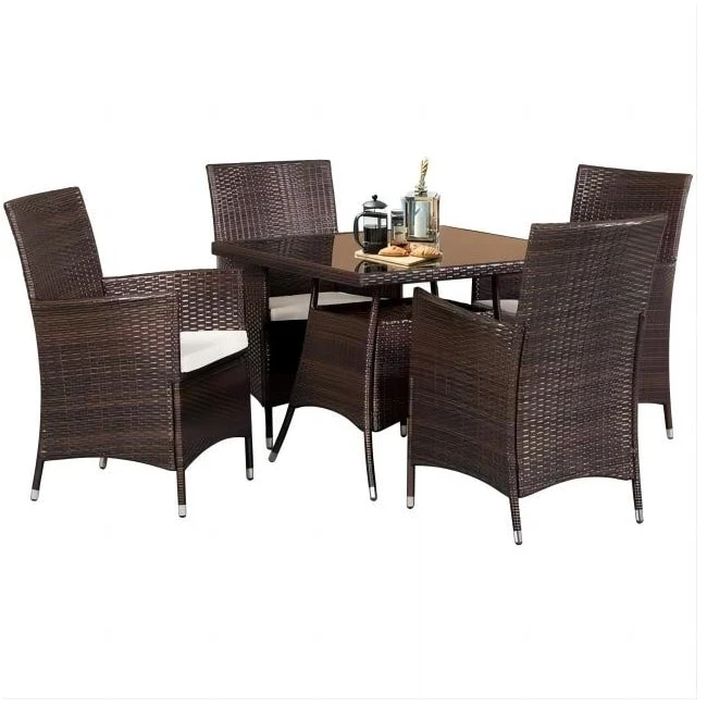 Navi 5-piece Outdoor Wicker Square Dining Table Set by Havenside Home