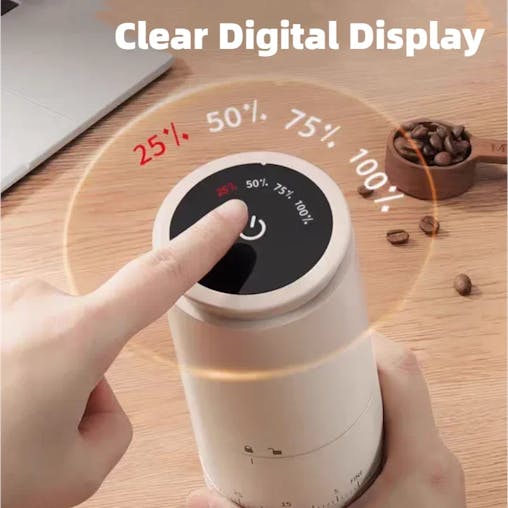 NNEOBA Rechargeable Coffee Grinder 38 Level Adjustable Conical Burr White